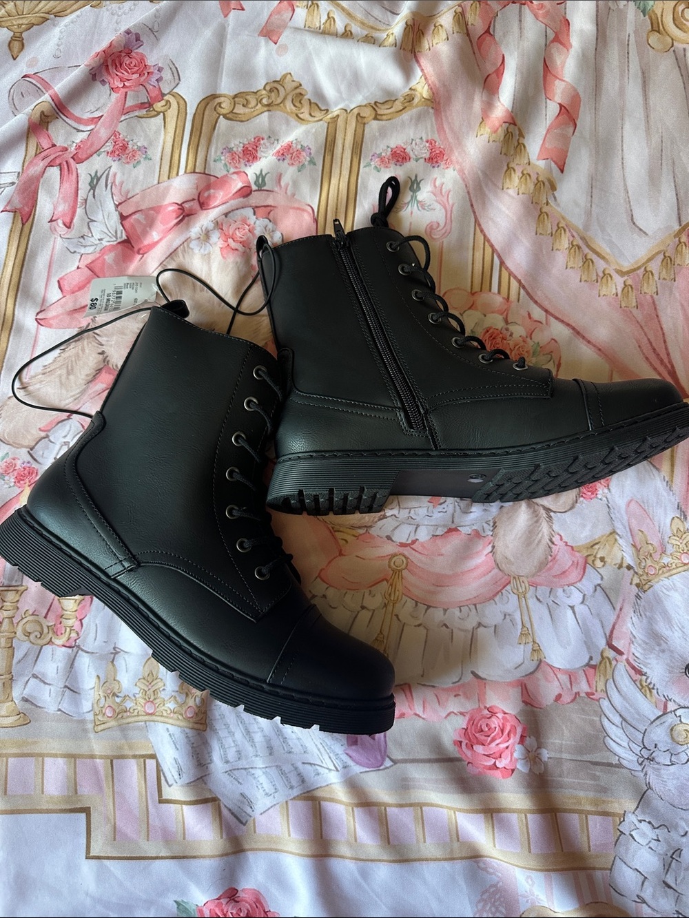 Arizona Jean Company Black Lace-Up Combat Boots